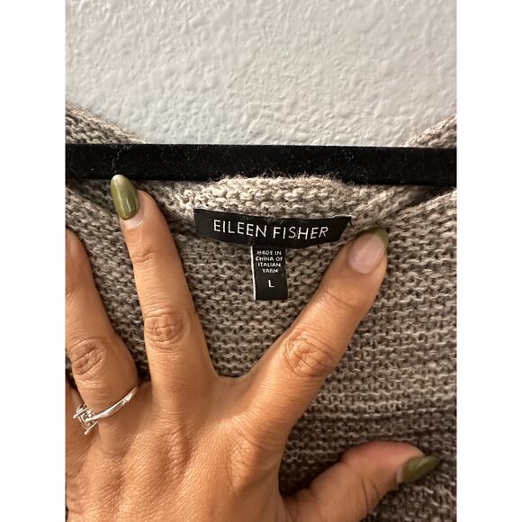 Eileen Fisher Gray Black Supersoft Yak & Merino Heatherblock Pullover Size Large - Picture 6 of 9